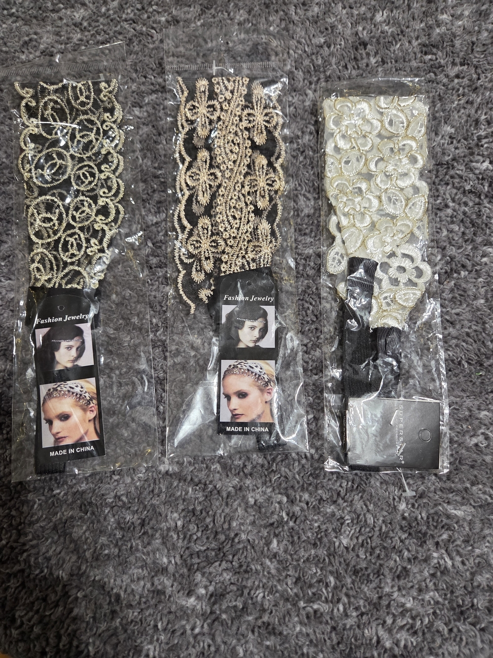 Delicate Lace Headbands Set Of 3